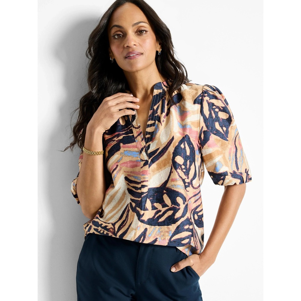 NEW Nic+Zoe Terracotta Garden Top Womens Medium Neutral